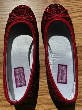 L’Amour - Girls Red Glitter Ballet Flats - Size 13
